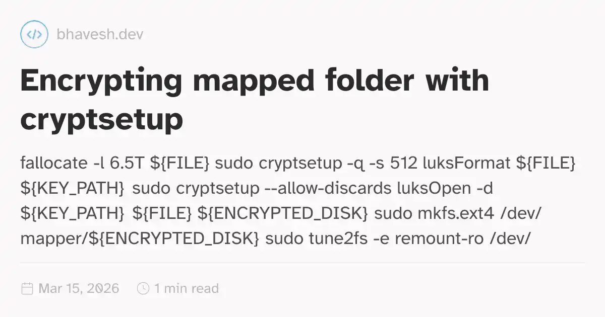 Encrypting mapped folder with cryptsetup